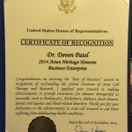Certificate of Special Congressional Recognition 2